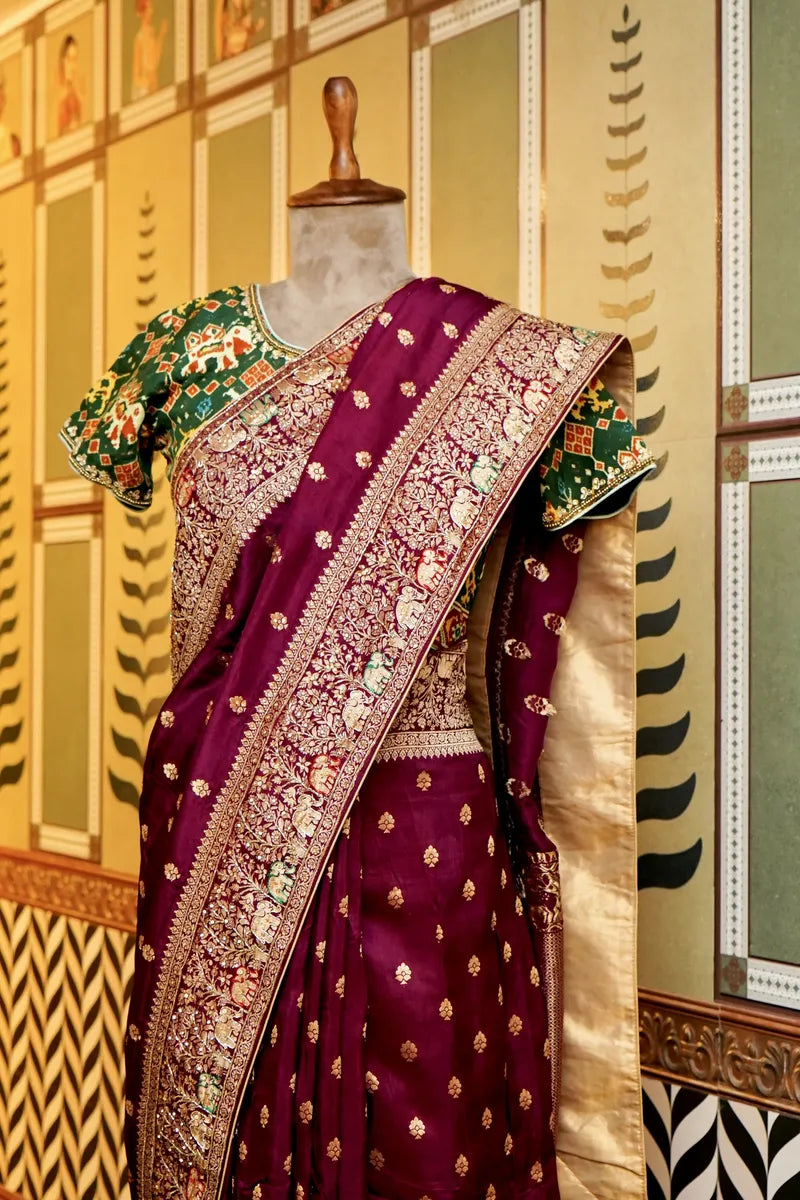 BANARASI PURE CREPE PURPLE COLOR FANCY SAREE