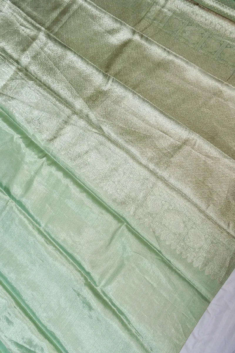 PURE HANDLOOM AQUA GREEN COLOR KANCHIPURAM SILK SAREE
