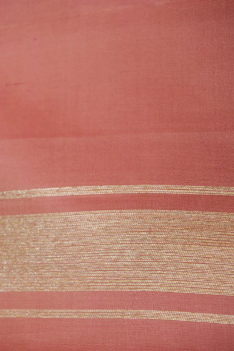 PURE HANDLOOM REAL ZARI LIGHT PEACH COLOR KANCHIPURAM SILK SAREE
