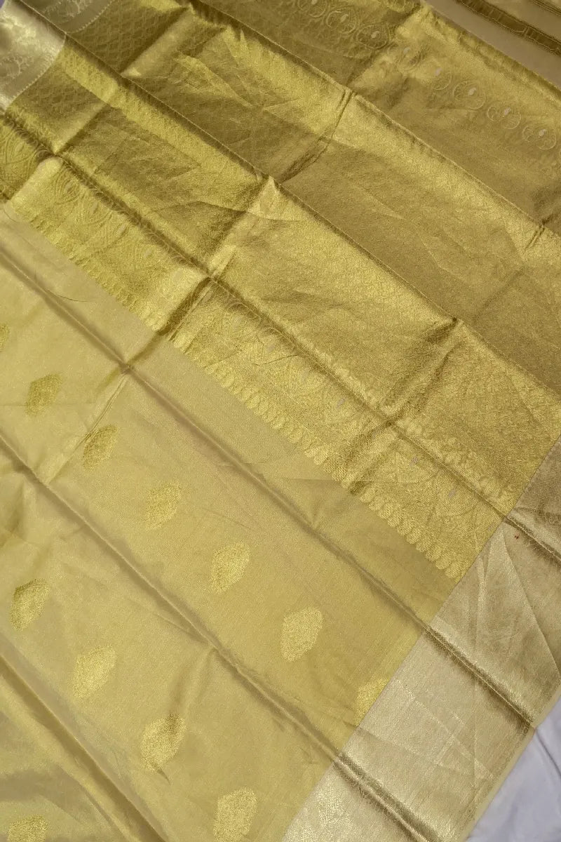 PURE HANDLOOM GOLDEN COLOR KANCHIPURAM SILK SAREE