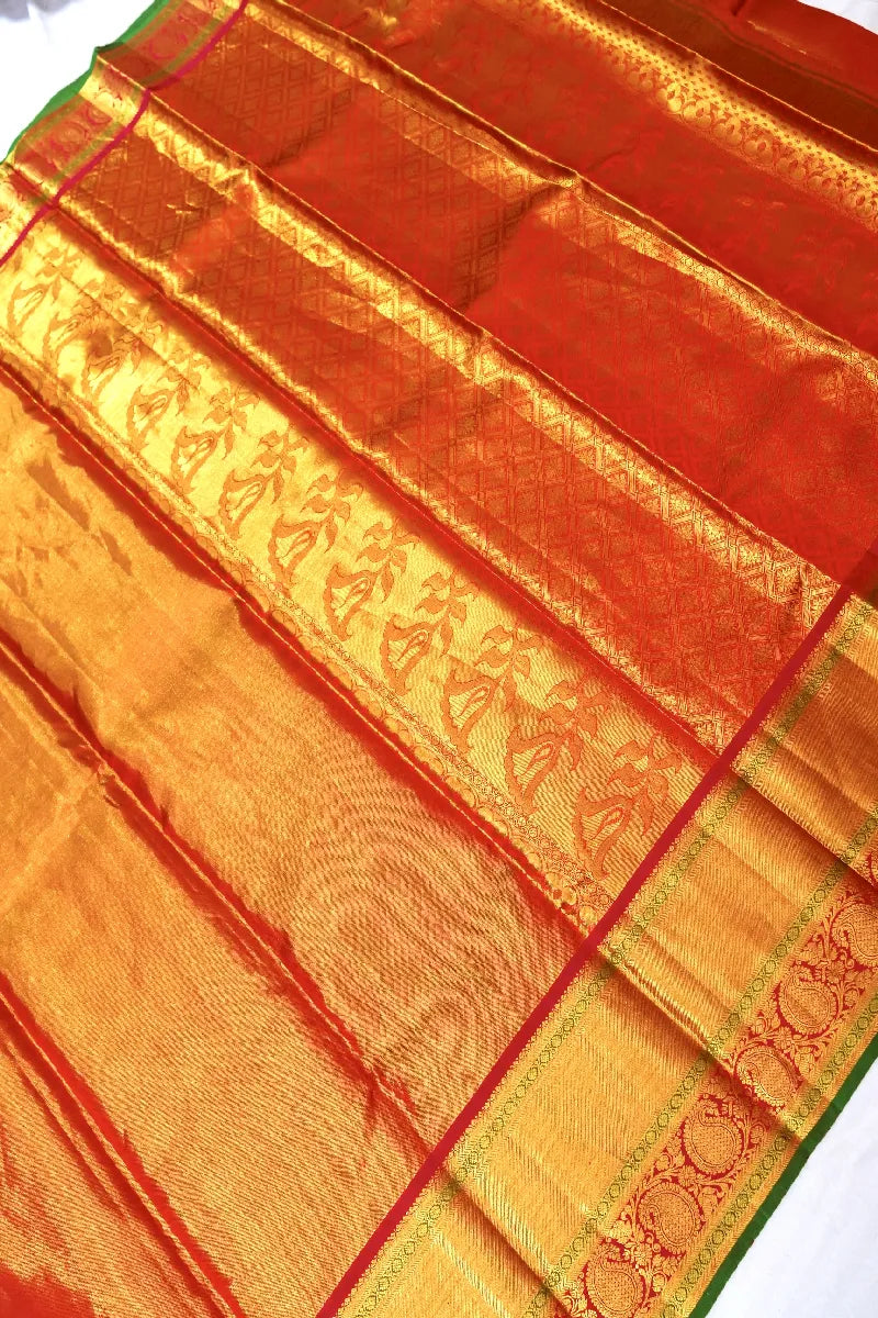 PURE HANDLOOM RED COLOR KANCHIPURAM SILK SAREE