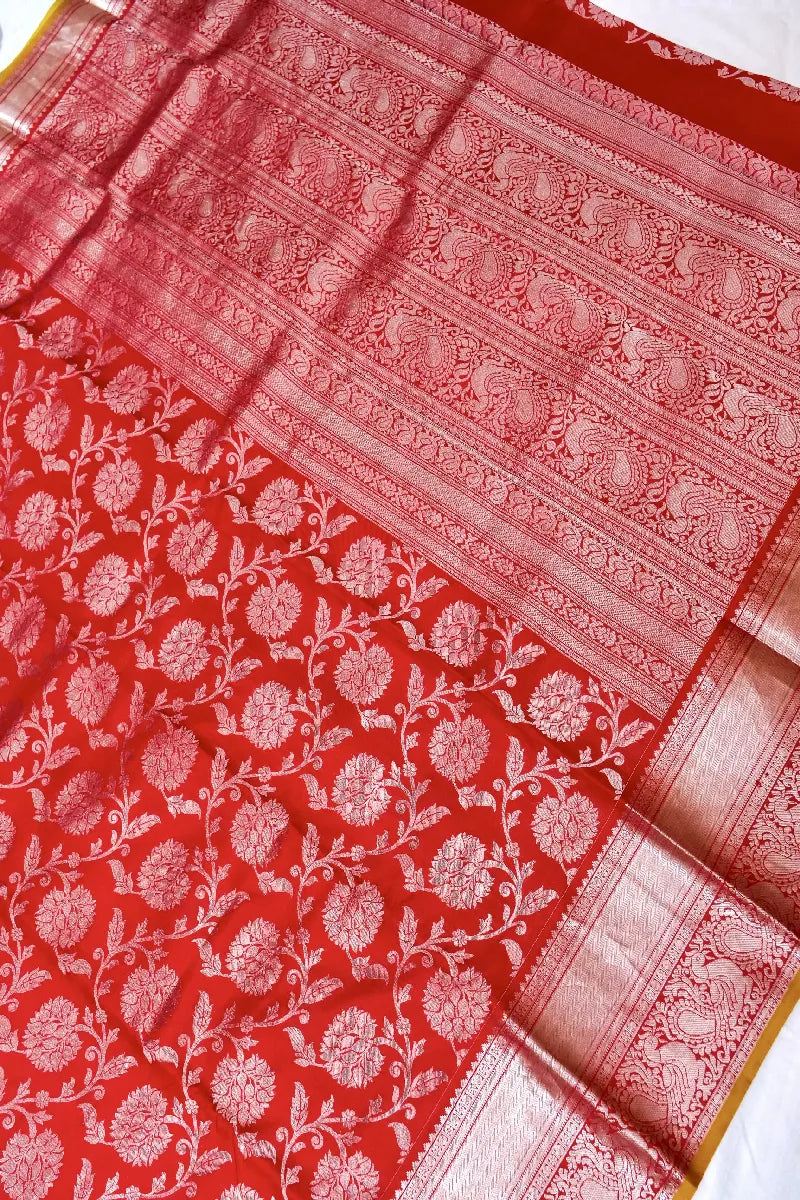 PURE HANDLOOM RED COLOR KANCHIPURAM SILK SAREE