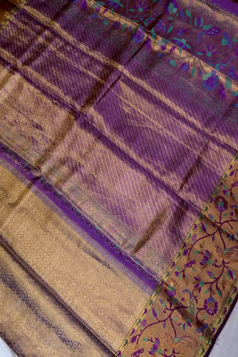 PURE HANDLOOM REAL ZARI GOLDEN COLOR KANCHIPURAM SILK SAREE
