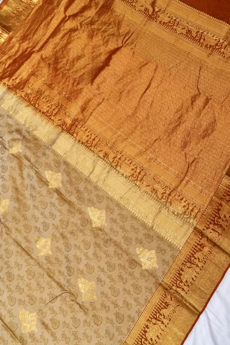 PURE HANDLOOM GOLD COLOR KANCHIPURAM SILK SAREE