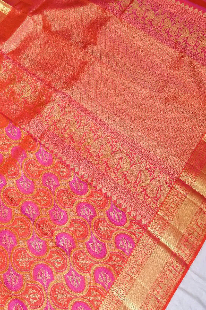 PURE HANDLOOM GAJRI PINK COLOR KANCHIPURAM SILK SAREE