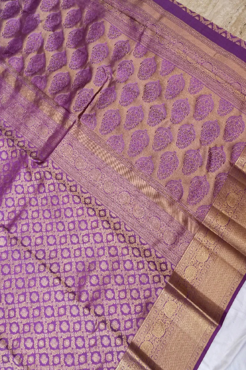 PURE HANDLOOM LAVENDER COLOR KANCHIPURAM SILK SAREE