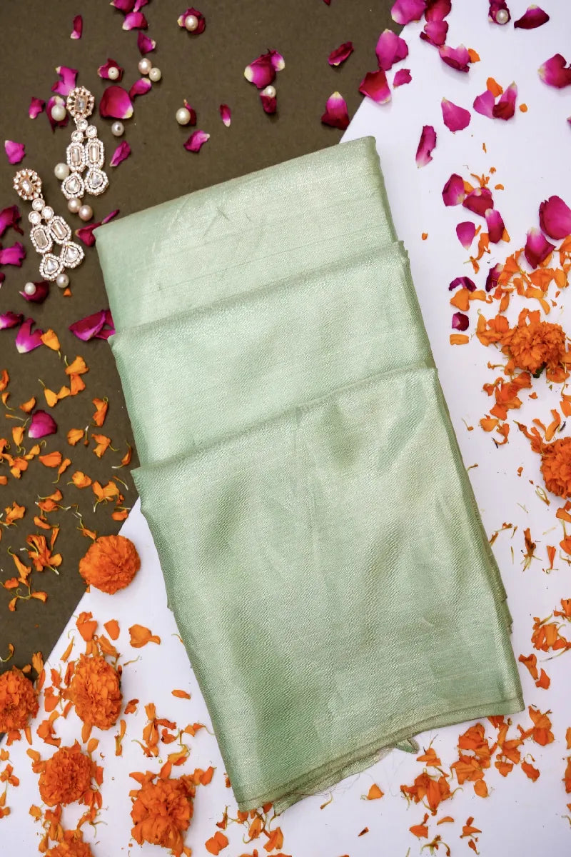 PURE HANDLOOM AQUA GREEN COLOR KANCHIPURAM SILK SAREE