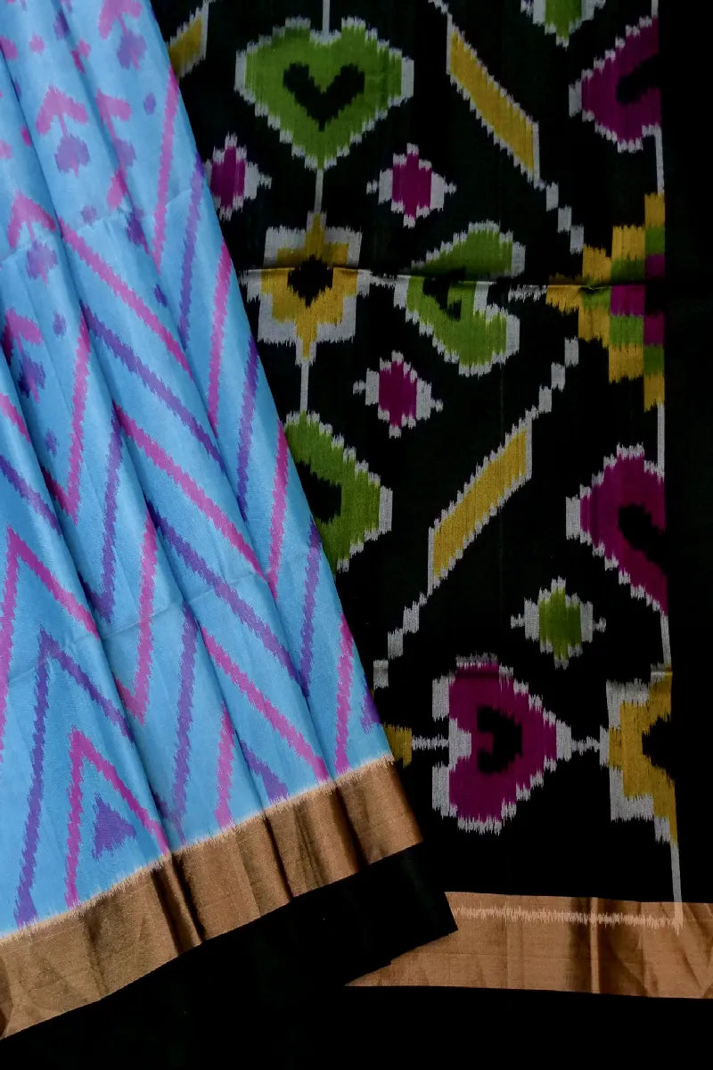 PURE HANDLOOM LIGHT FIROZI COLOR KANCHIPURAM SILK SAREE