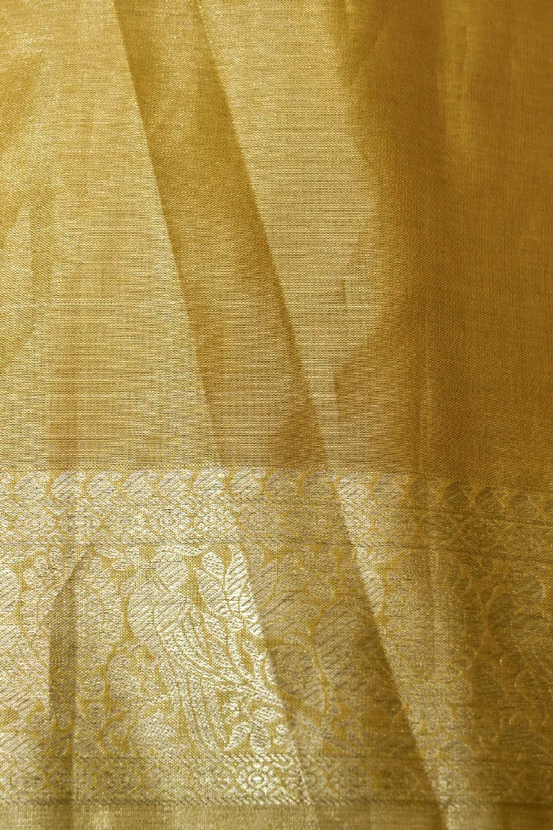 PURE HANDLOOM LEMON YELLOW COLOR KANCHIPURAM SILK SAREE