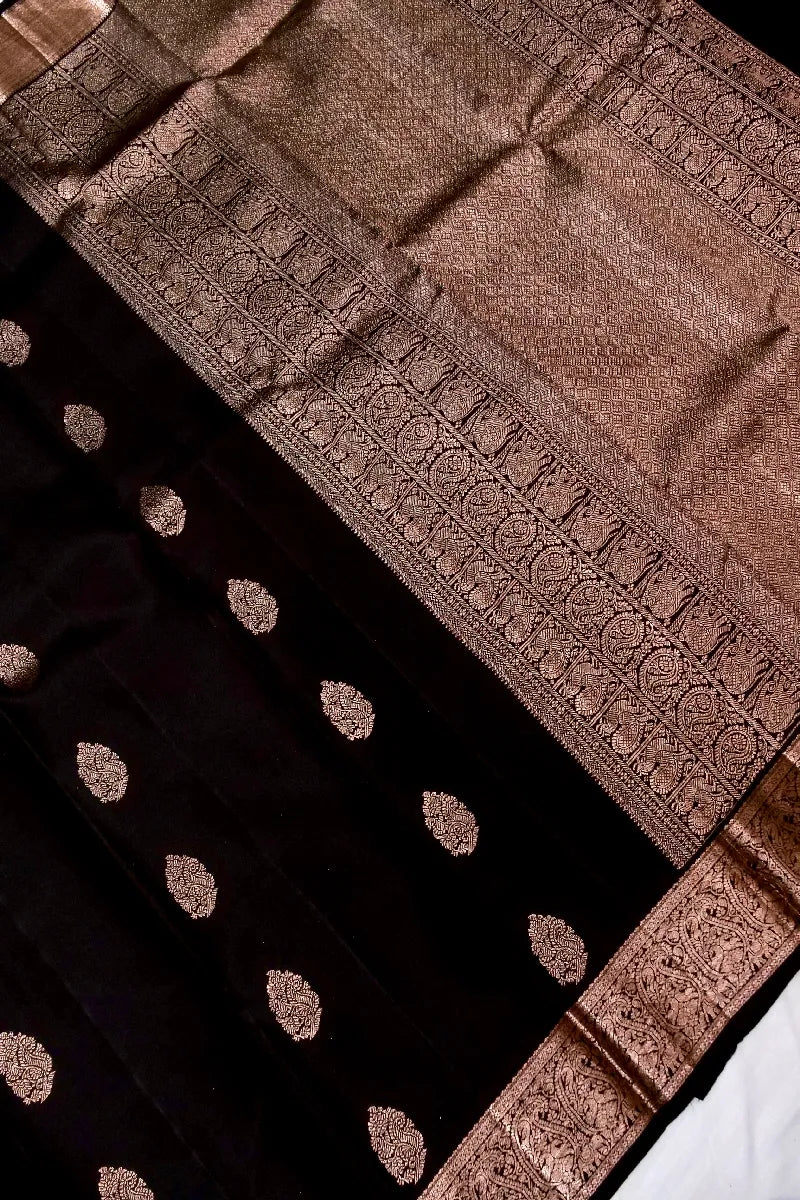 PURE HANDLOOM COFFEE COLOR COLOR KANCHIPURAM SILK SAREE