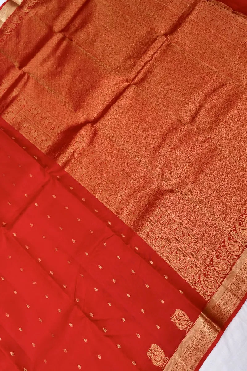 PURE HANDLOOM BLOOD RED COLOR KANCHIPURAM SILK SAREE