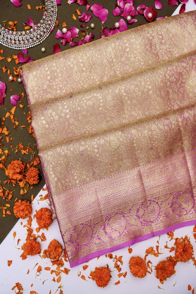 PURE HANDLOOM PURPLE COLOR KANCHIPURAM SILK SAREE