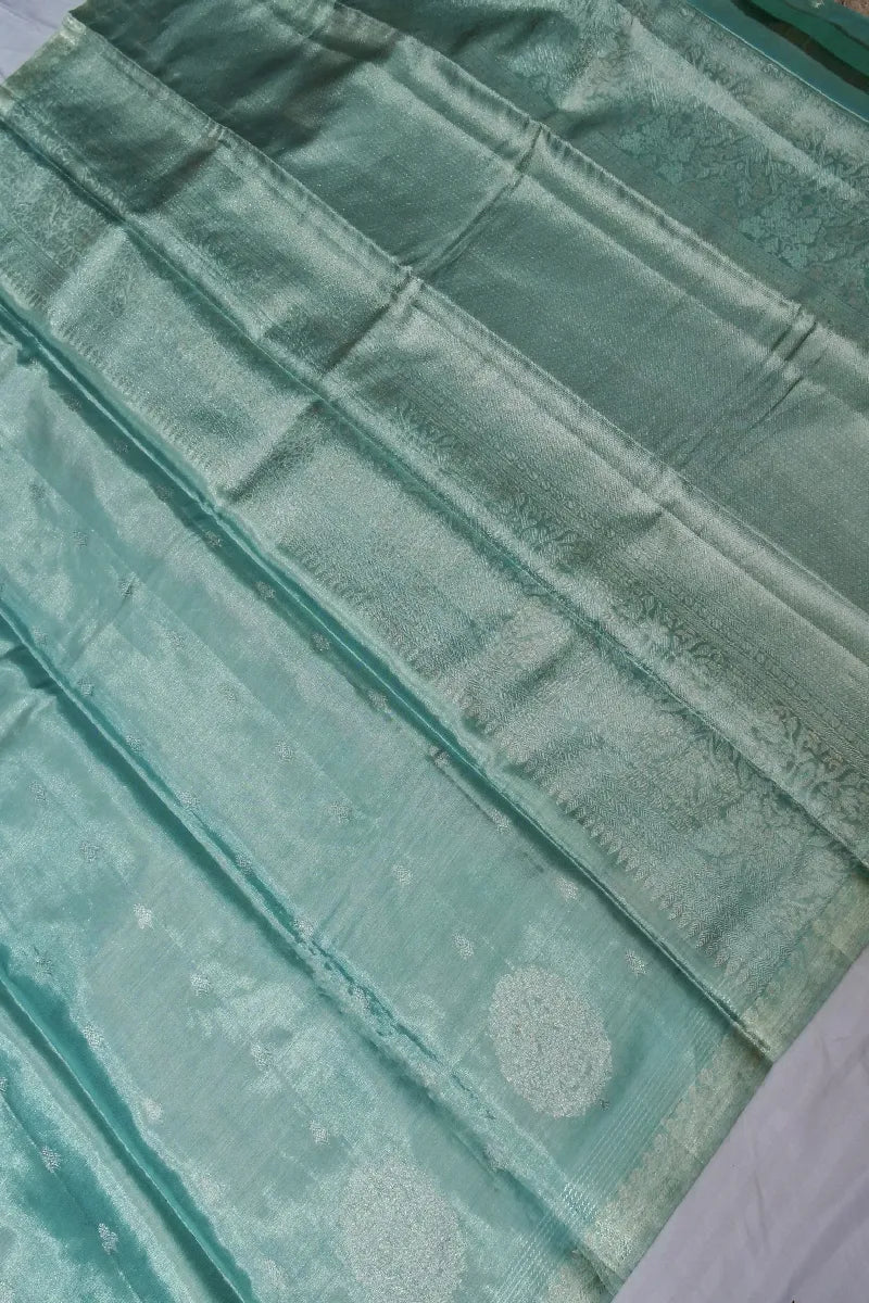 PURE HANDLOOM LIGHT SKY BLUE COLOR KANCHIPURAM SILK SAREE
