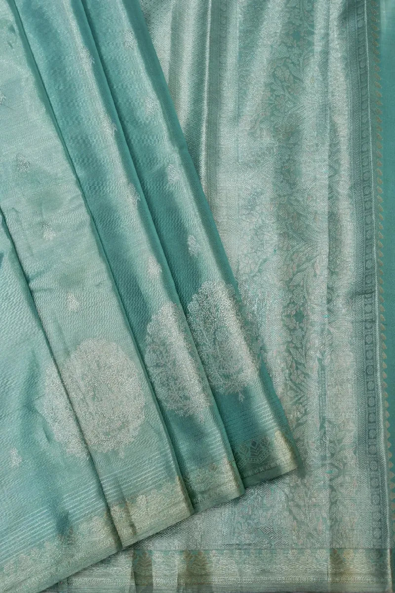 PURE HANDLOOM LIGHT SKY BLUE COLOR KANCHIPURAM SILK SAREE