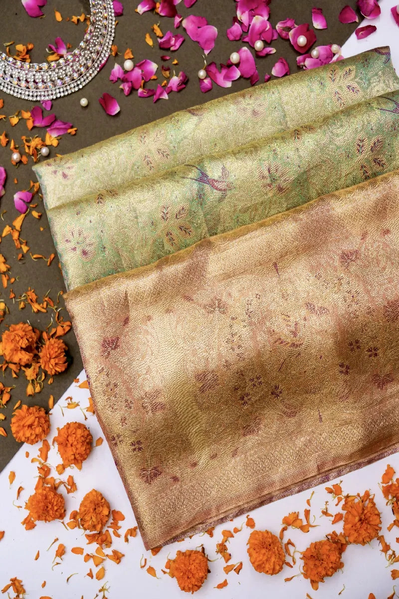 PURE HANDLOOM REAL ZARI MINT COLOR KANCHIPURAM SILK SAREE