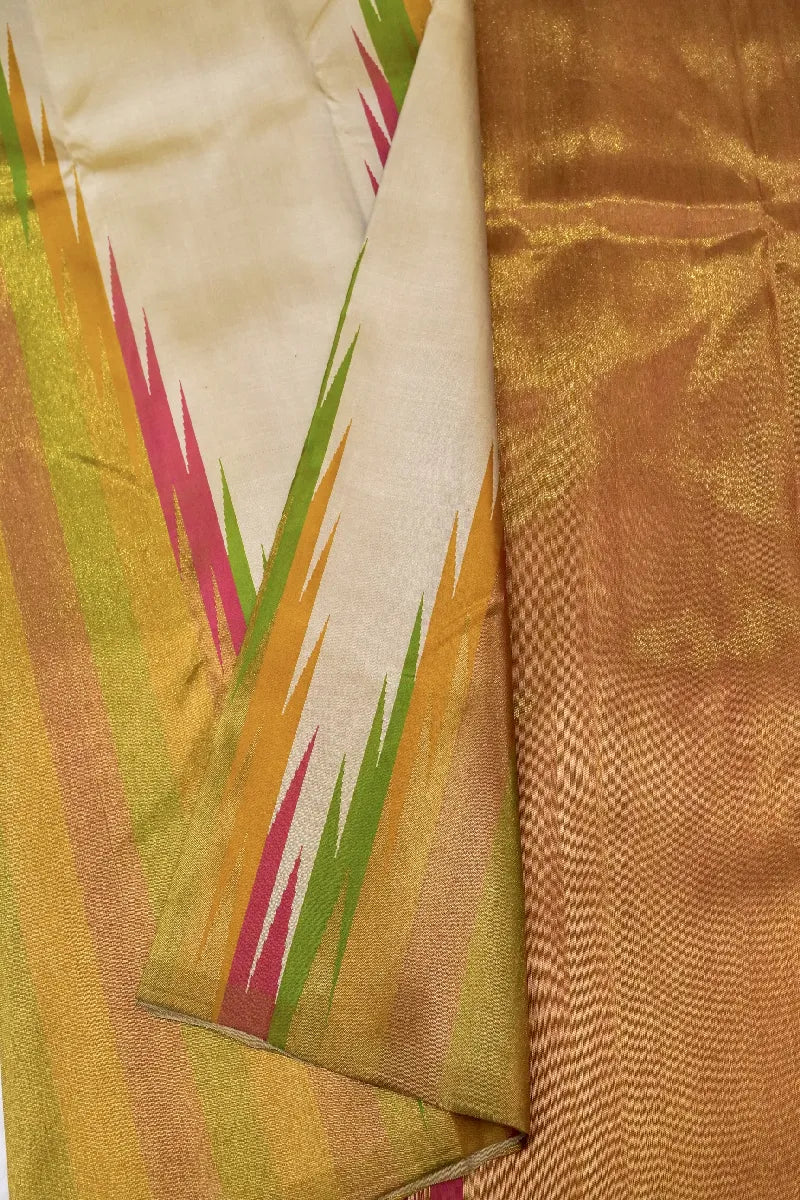 PURE HANDLOOM REAL ZARI PEACH COLOR KANCHIPURAM SILK SAREE