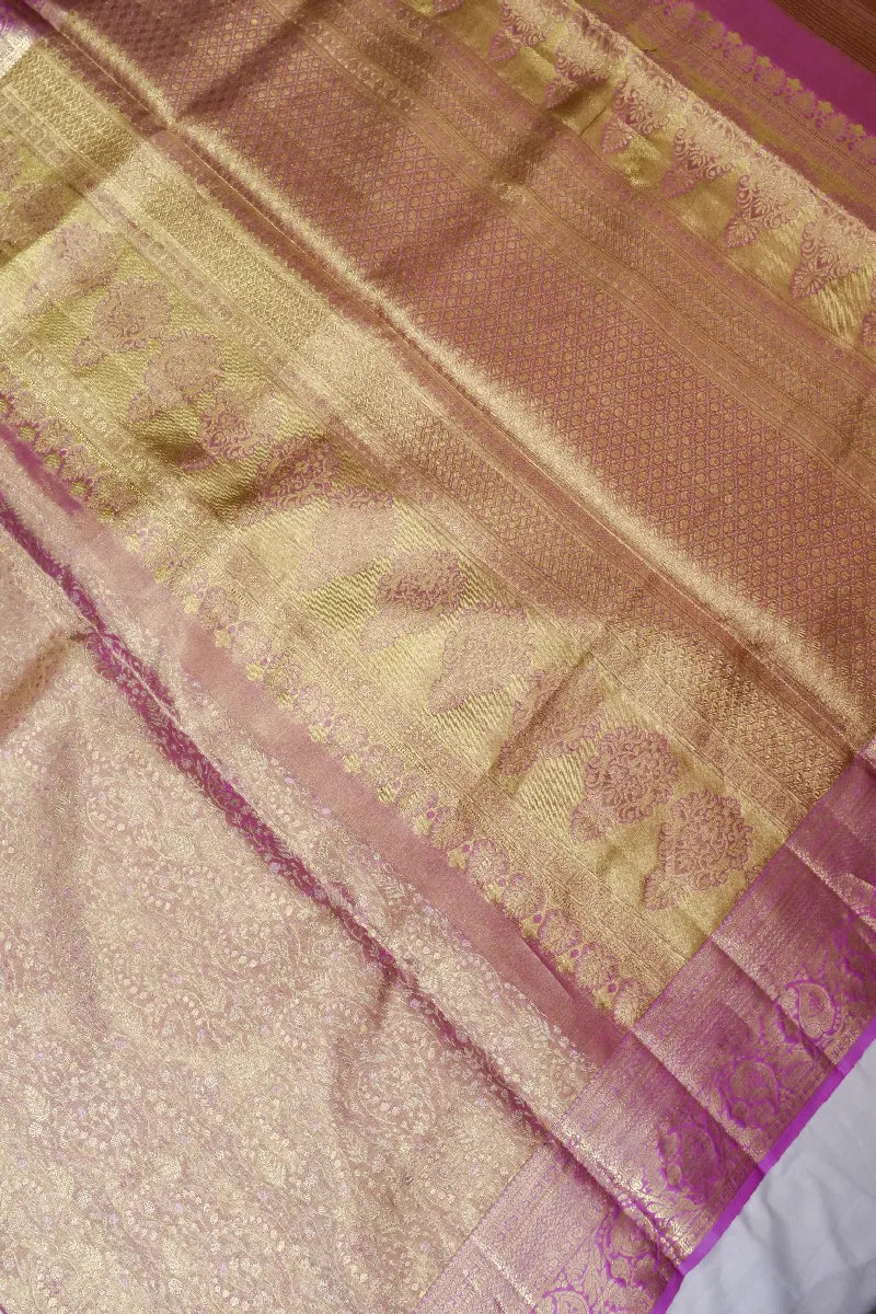 PURE HANDLOOM PURPLE COLOR KANCHIPURAM SILK SAREE