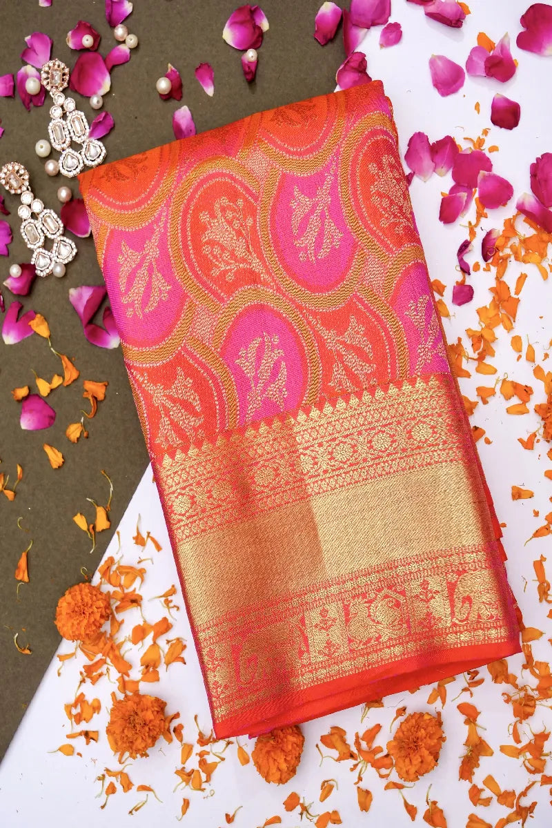 PURE HANDLOOM GAJRI PINK COLOR KANCHIPURAM SILK SAREE