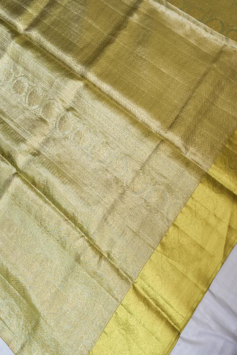PURE HANDLOOM PISTA GREEN COLOR KANCHIPURAM SILK SAREE
