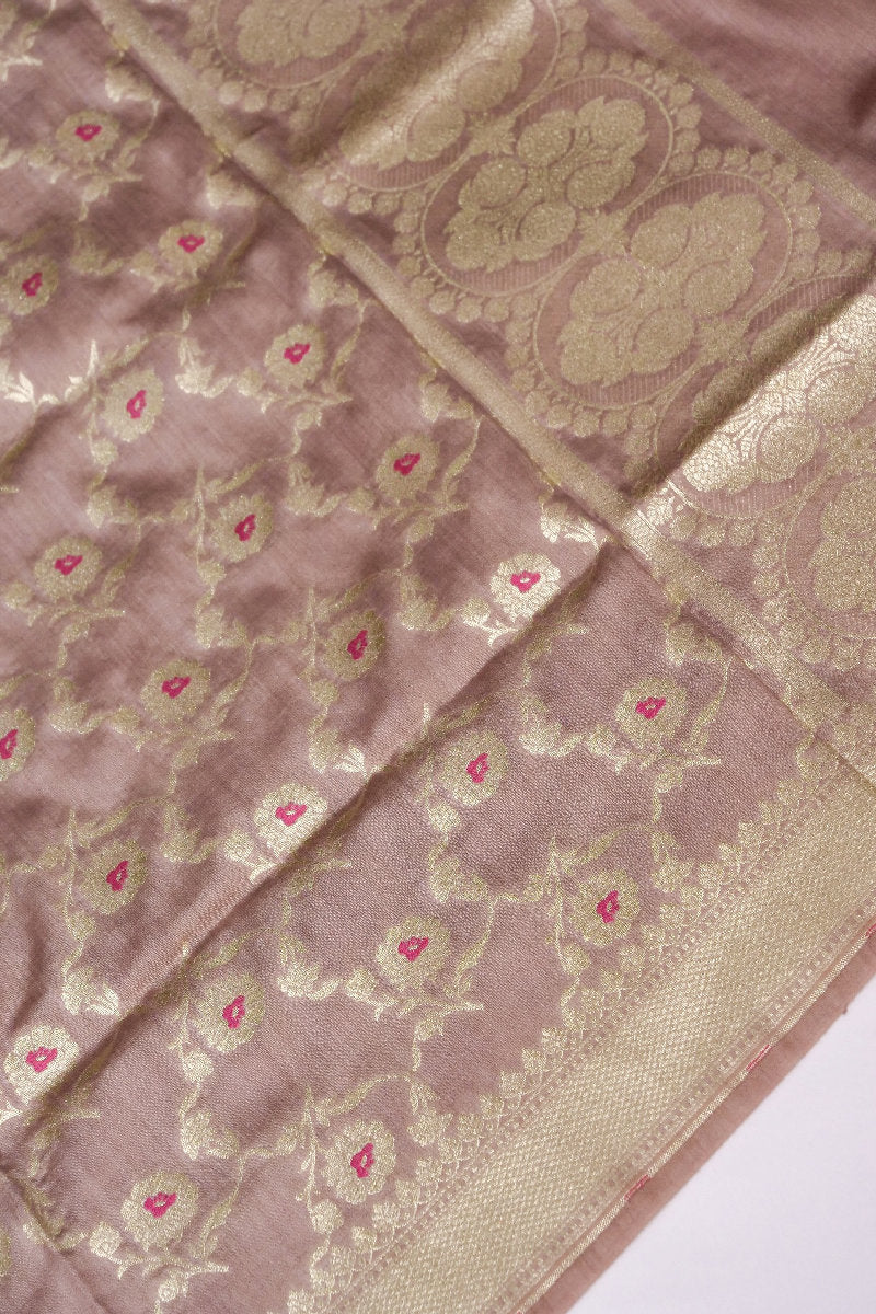 CHINIYA SILK PASTEL BROWN COLOR UNSTICHED SUIT
