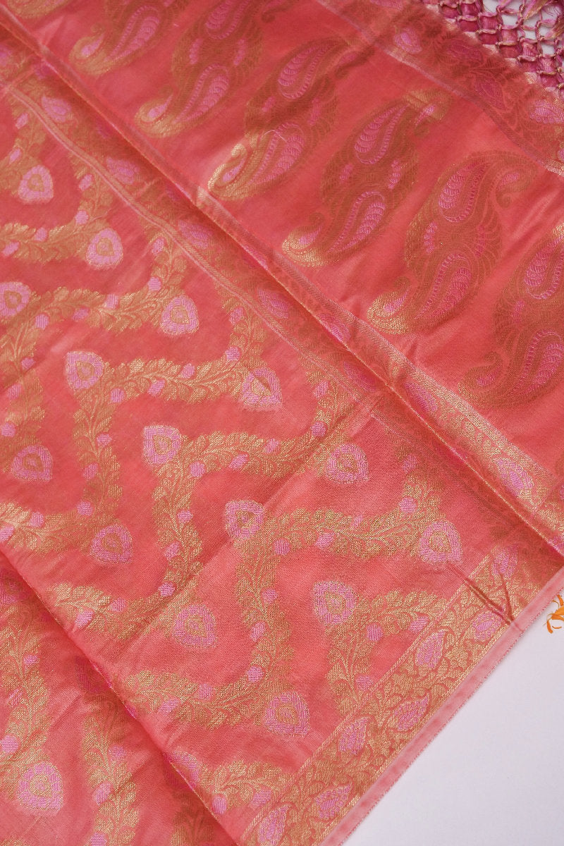 BANARASI COTTON SILK GAJRI PINK COLOR UNSTICHED SUIT