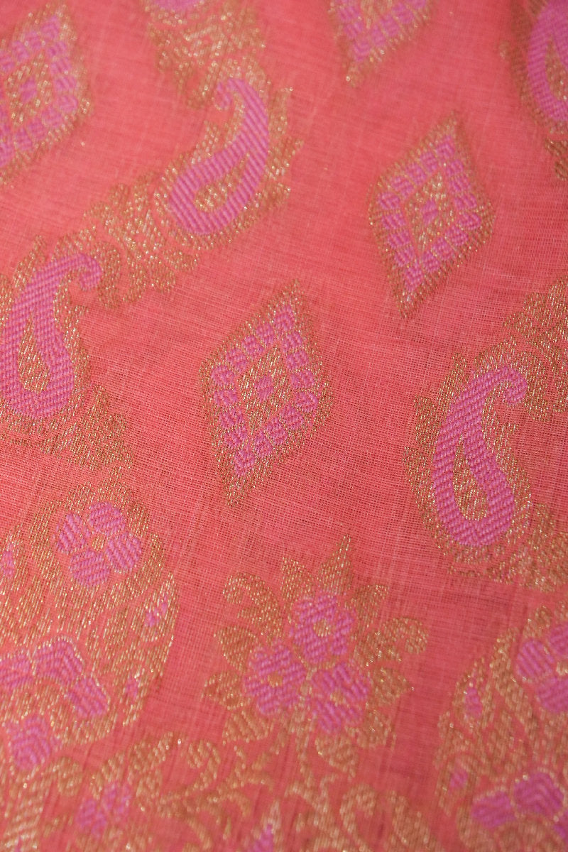 BANARASI COTTON SILK GAJRI PINK COLOR UNSTICHED SUIT