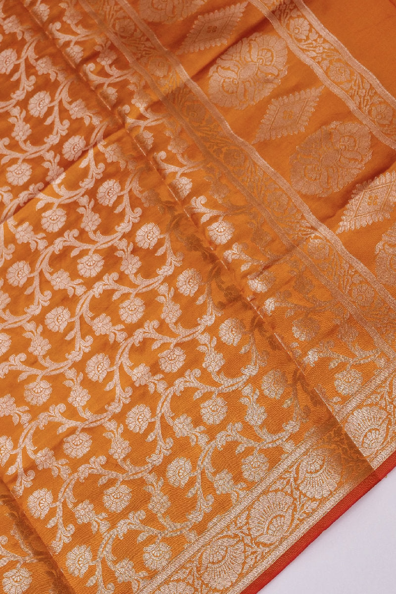 BANARASI TAFFETA SILK VAGE WITH RUST COLOR BORDER UNSTICHED SUIT