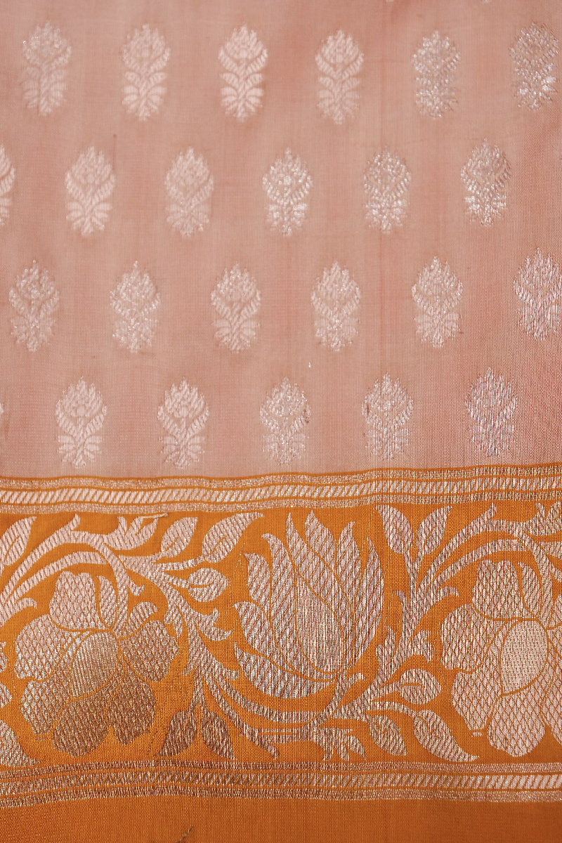BANARASI TAFFETA SILK VAGE WITH RUST COLOR BORDER UNSTICHED SUIT