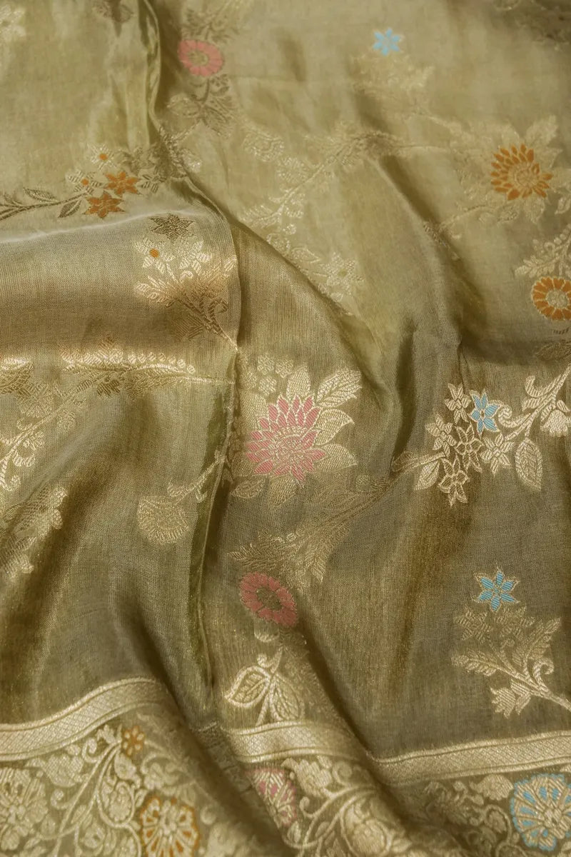 BANARASI DOLLA SILK PASTEL MEHENDI COLOR UNSTITCHED SUIT