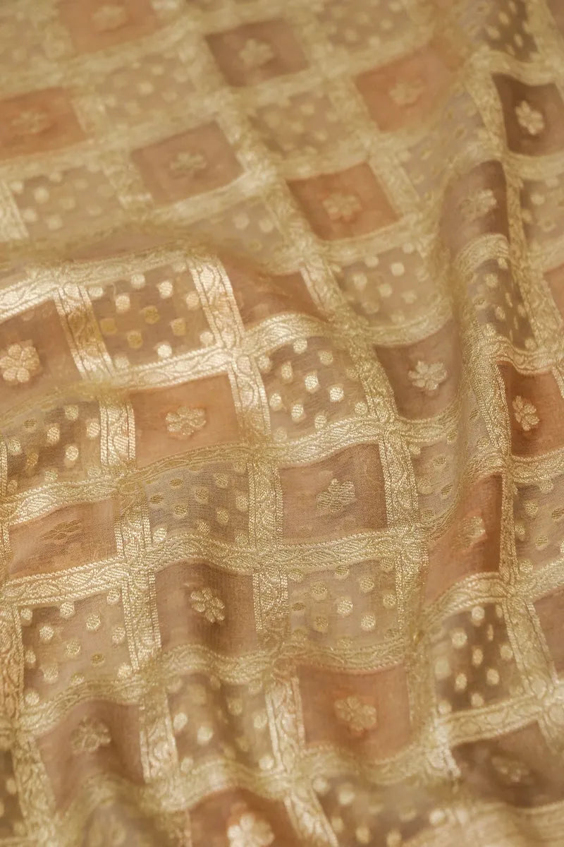 PURE BANARASI GEORGETTE SILK CHIKU COLOR UNSTITCHED SUIT