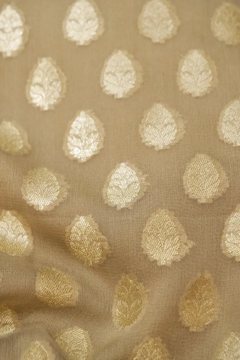 PURE BANARASI GEORGETTE SILK CHIKU COLOR UNSTITCHED SUIT