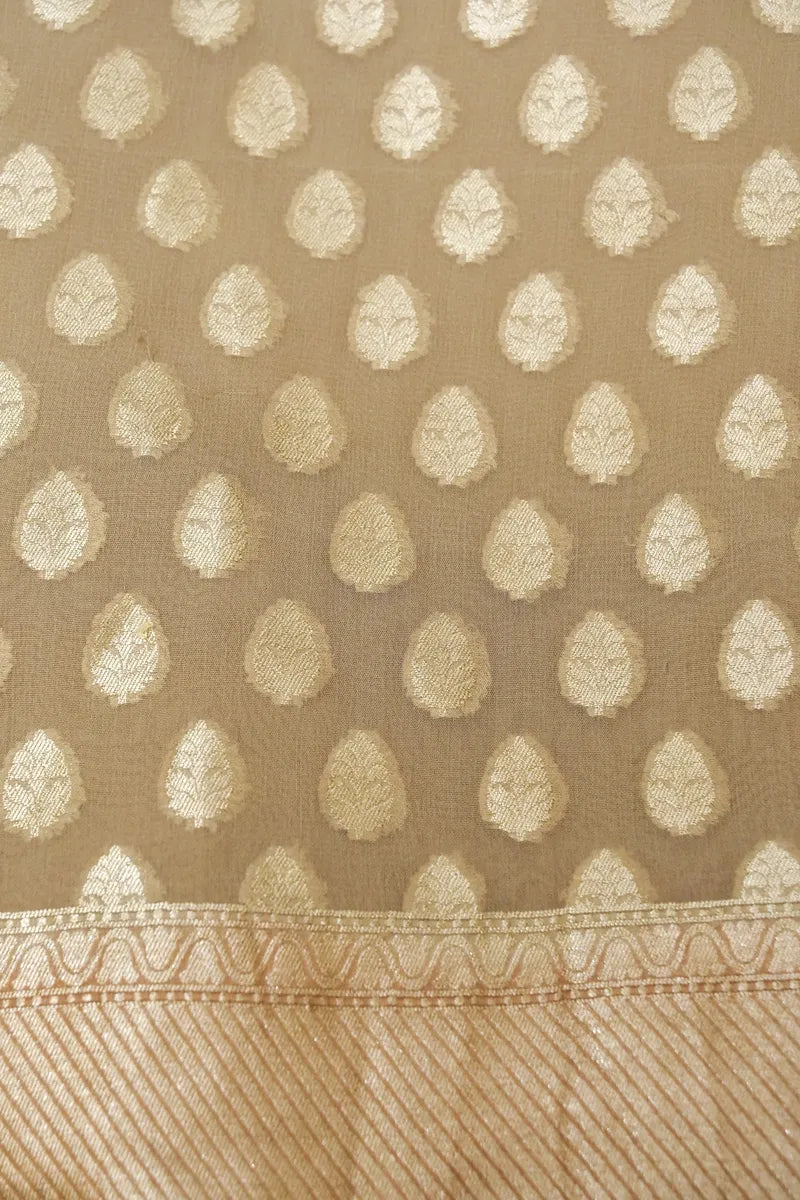 PURE BANARASI GEORGETTE SILK CHIKU COLOR UNSTITCHED SUIT
