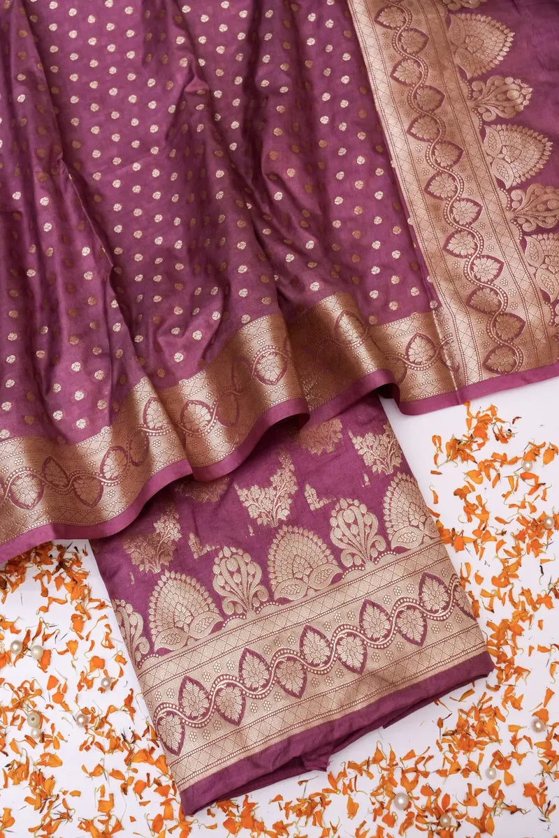 BANARASI SILK ONION COLOR UNSTITCHED SUIT