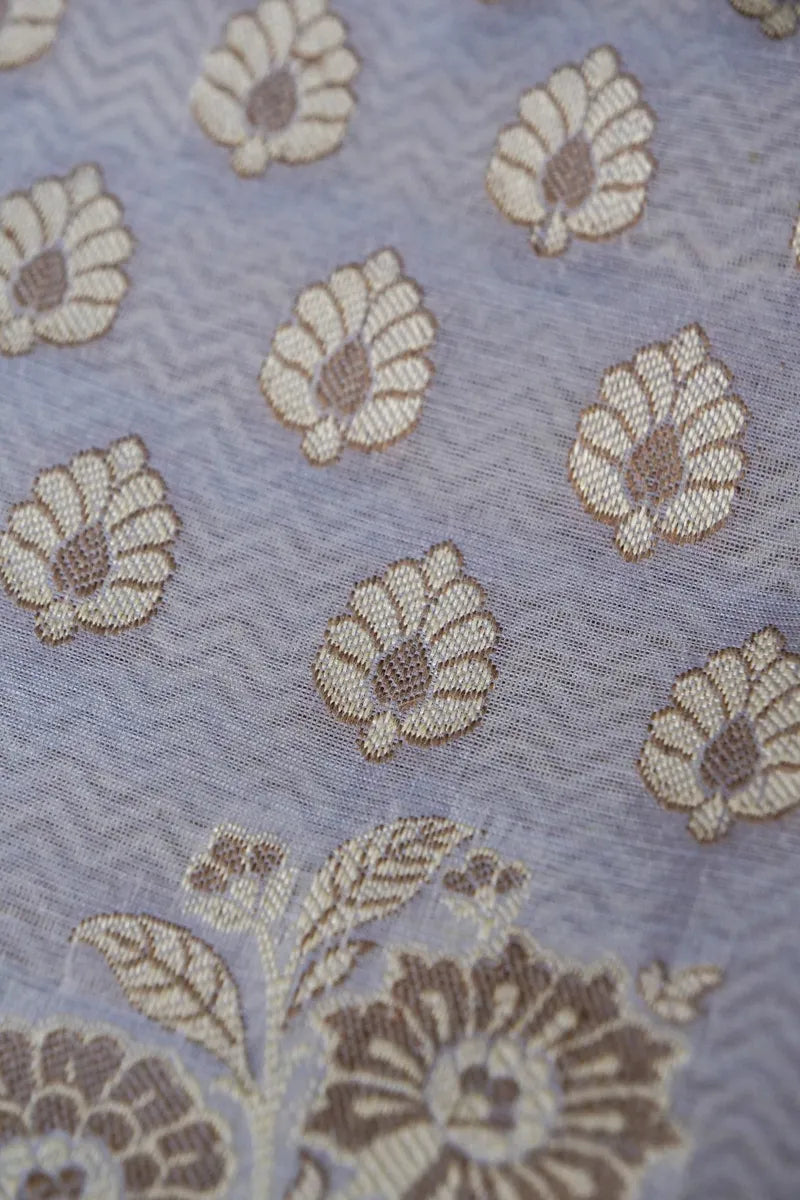 BANARASI COTTON SILK GREY COLOR UNSTITCHED SUIT