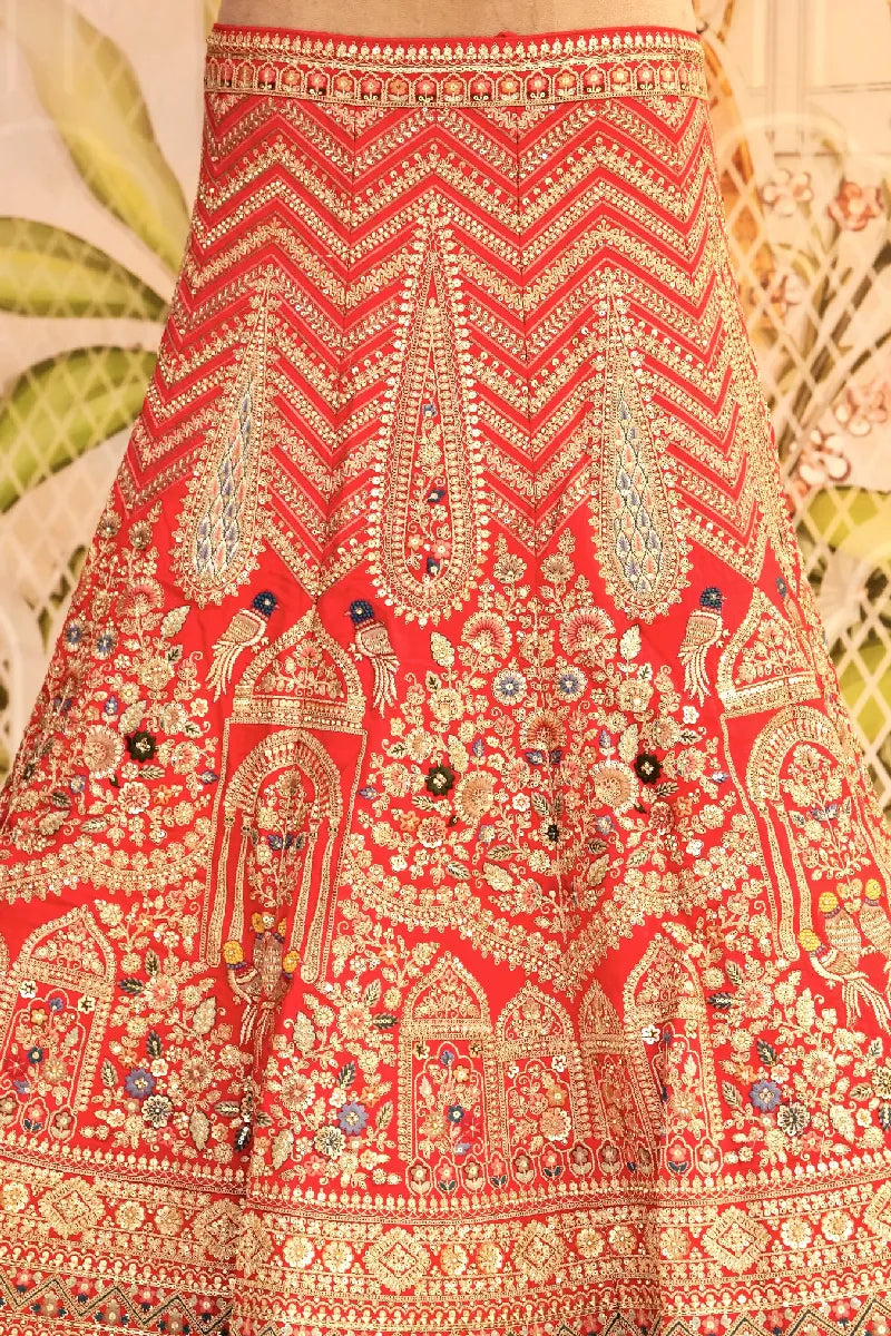 RAW SILK ROSE RANI COLOR LEHENGA