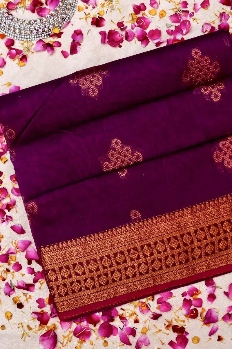 BANARASI PURPLE COLOR SIKO COTTON SAREE