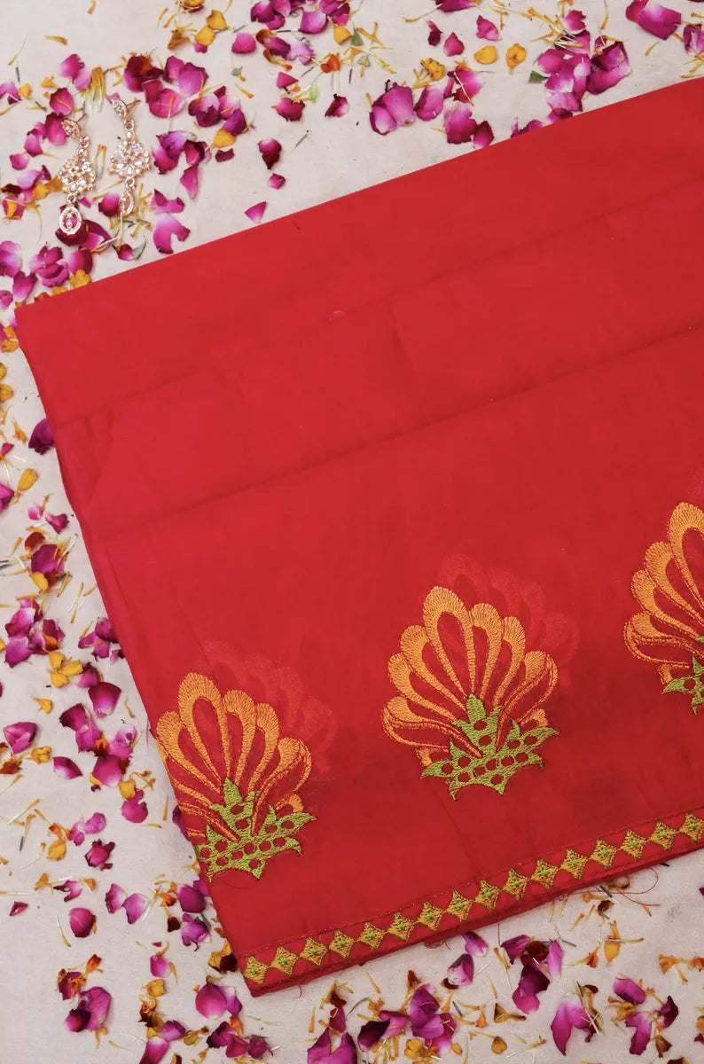 BANARASI RED COLOR HANDLOOM COTTON SAREE