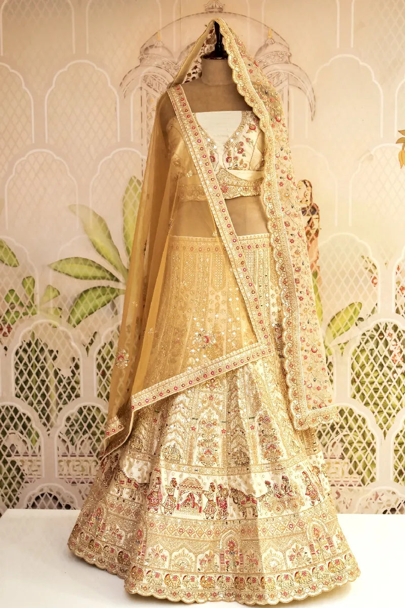 RAW SILK CHIKU COLOR LEHENGA