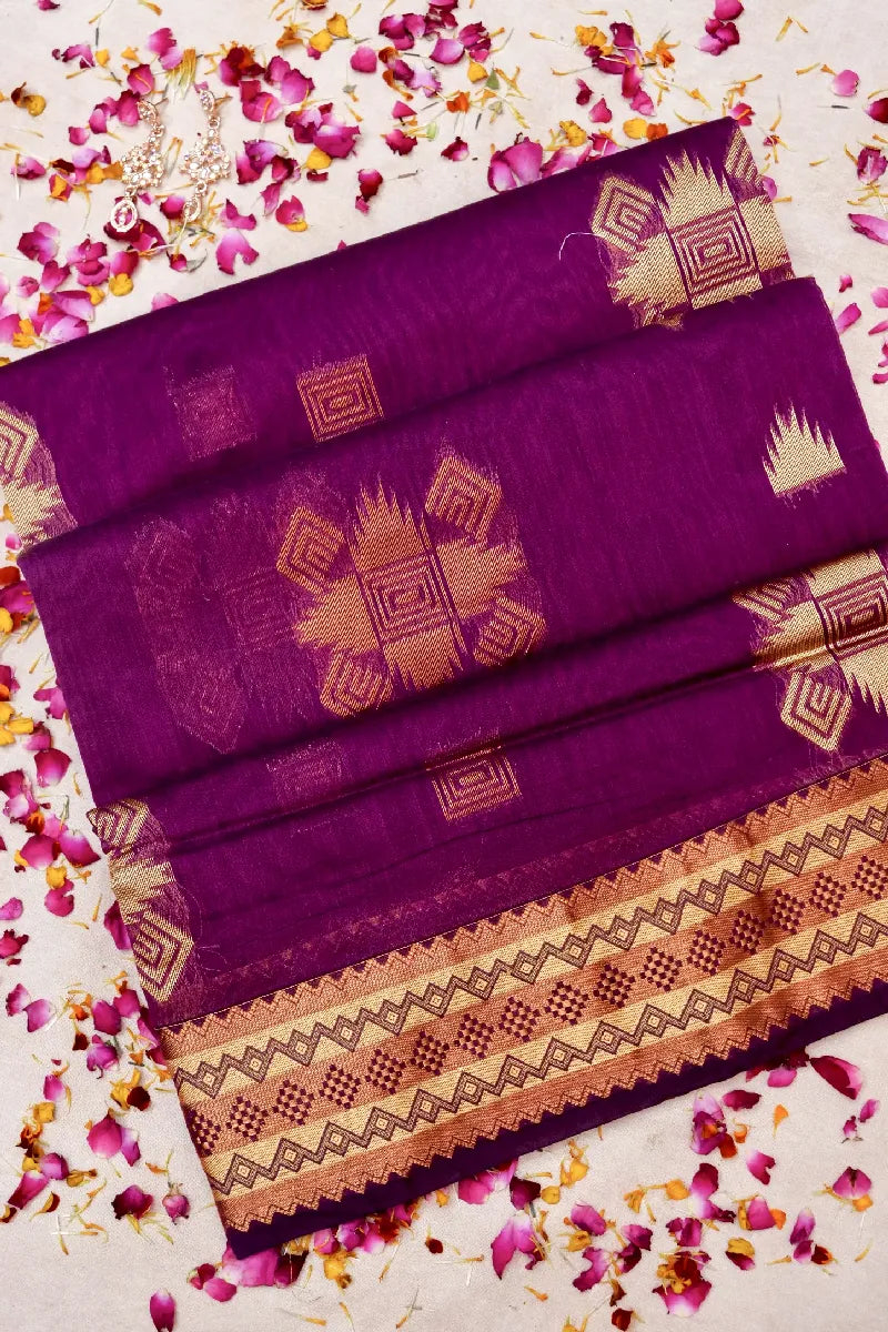 BANARASI MAGENTA COLOR SIKO COTTON SAREE