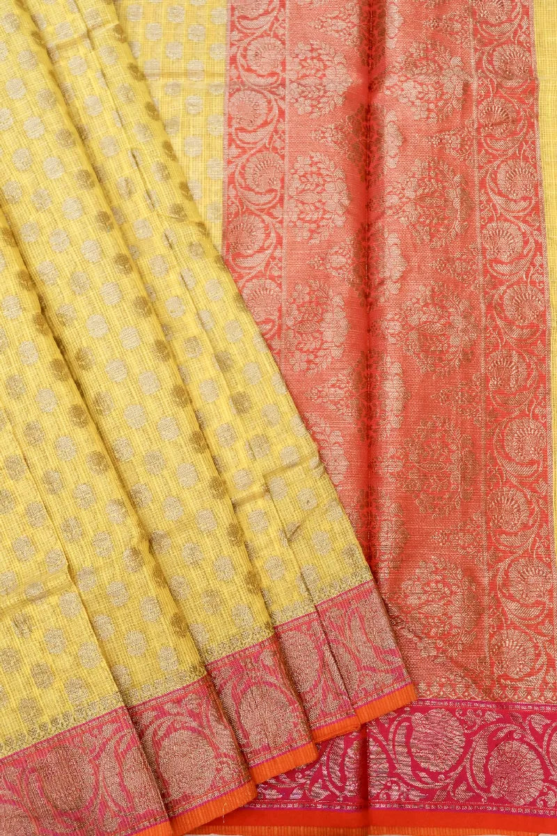 BANARASI LEMON YELLOW COLOR SUPERNET COTTON SAREE