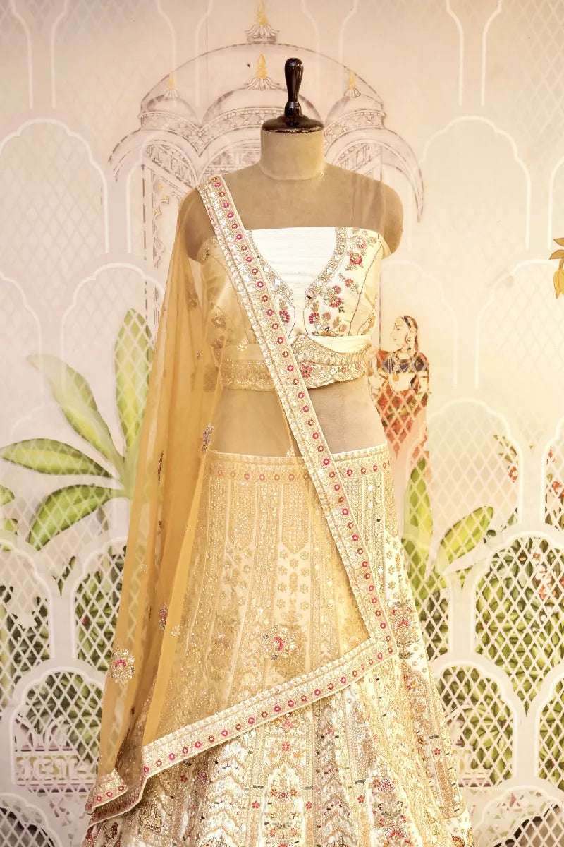 RAW SILK CHIKU COLOR LEHENGA