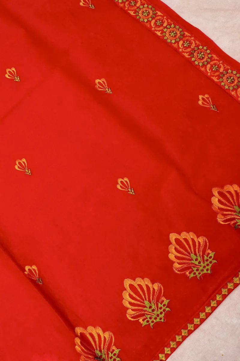 BANARASI RED COLOR HANDLOOM COTTON SAREE