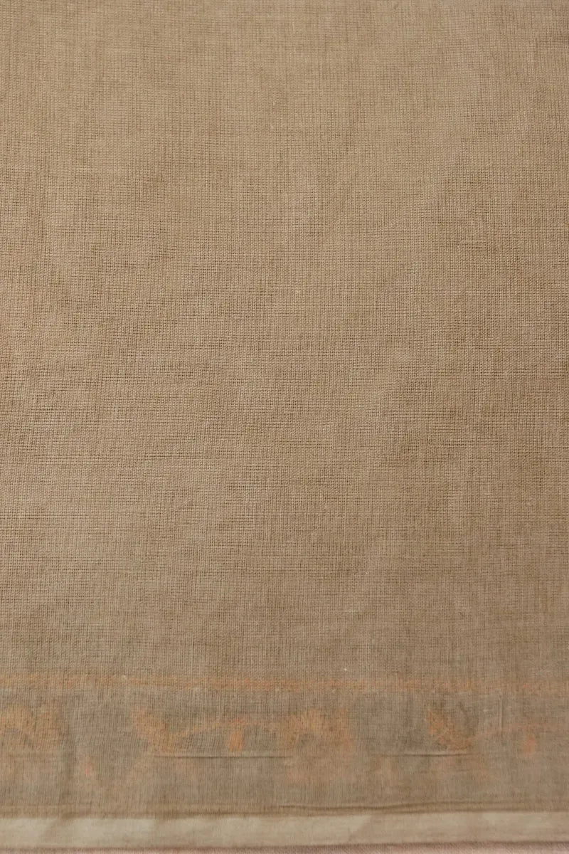 BANARASI CHIKU COLOR HANDLOOM COTTON SAREE