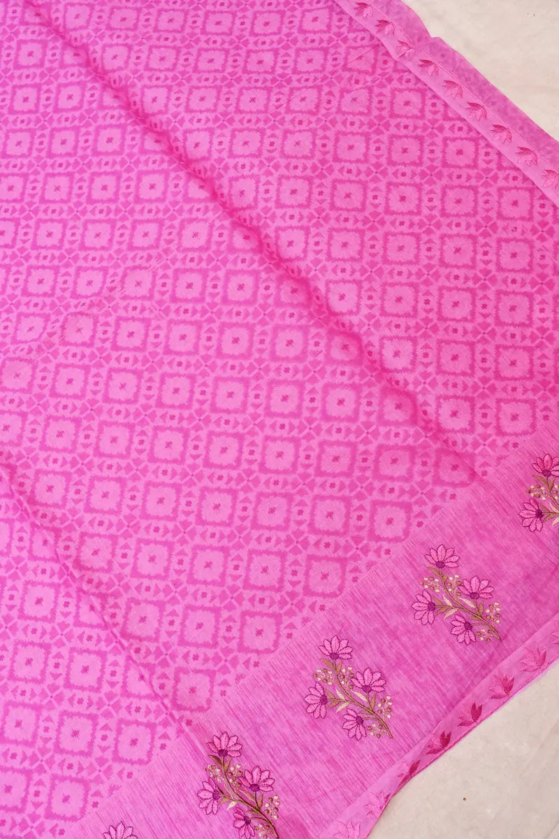 BANARASI ROSE PINK COLOR HANDLOOM COTTON SAREE