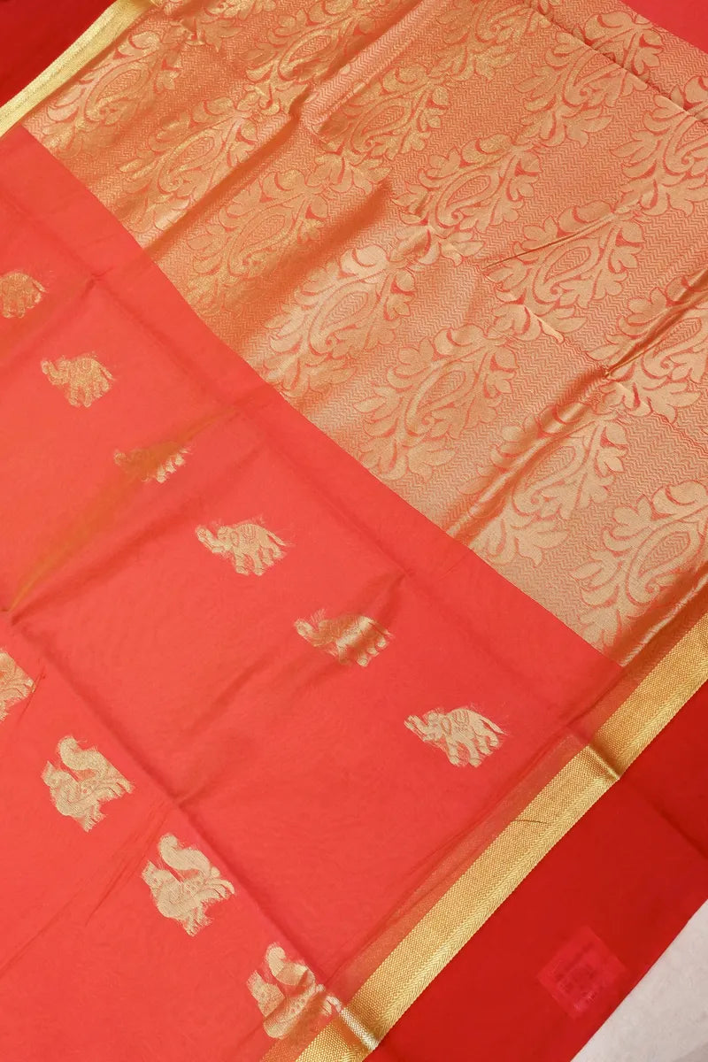 BANARASI YELLOW COLOR HANDLOOM COTTON SAREE