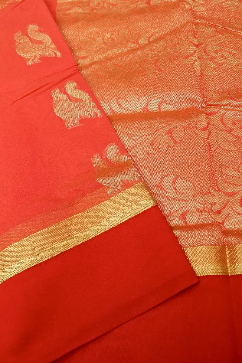 BANARASI GAJARI COLOR SIKO COTTON SAREE