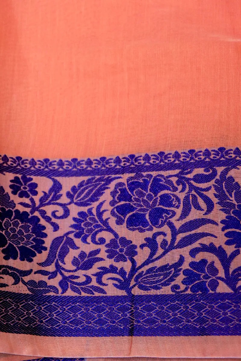 BANARASI PEACH COLOR SIKO COTTON SAREE