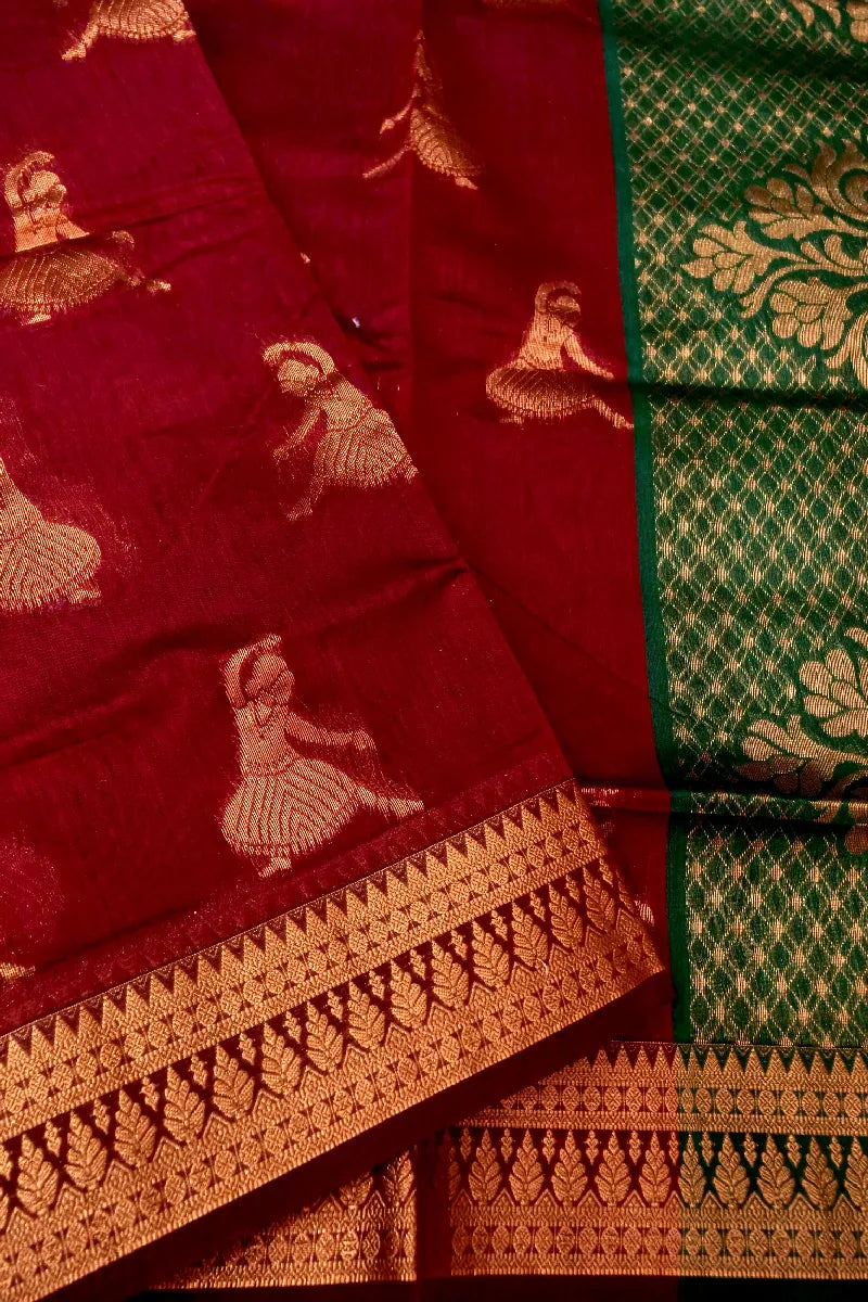 BANARASI MAROON COLOR SIKO COTTON SAREE