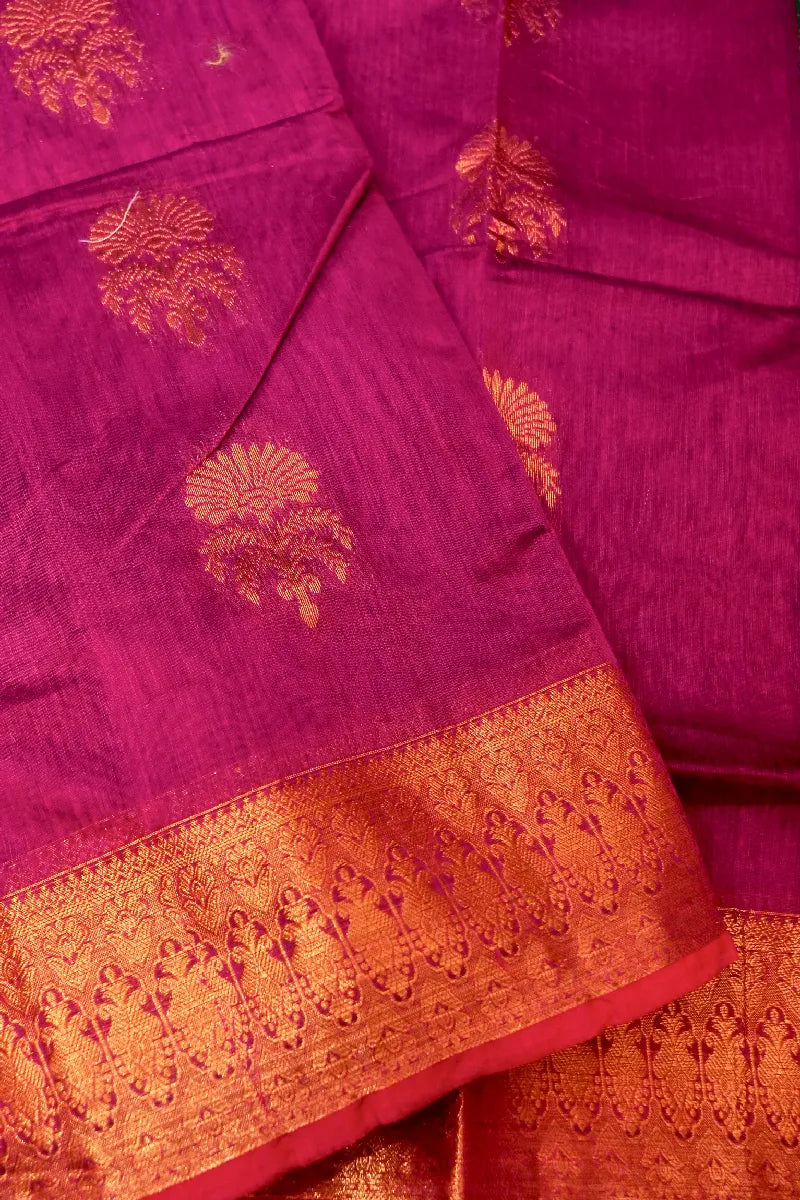 BANARASI WINE COLOR SIKO COTTON SAREE