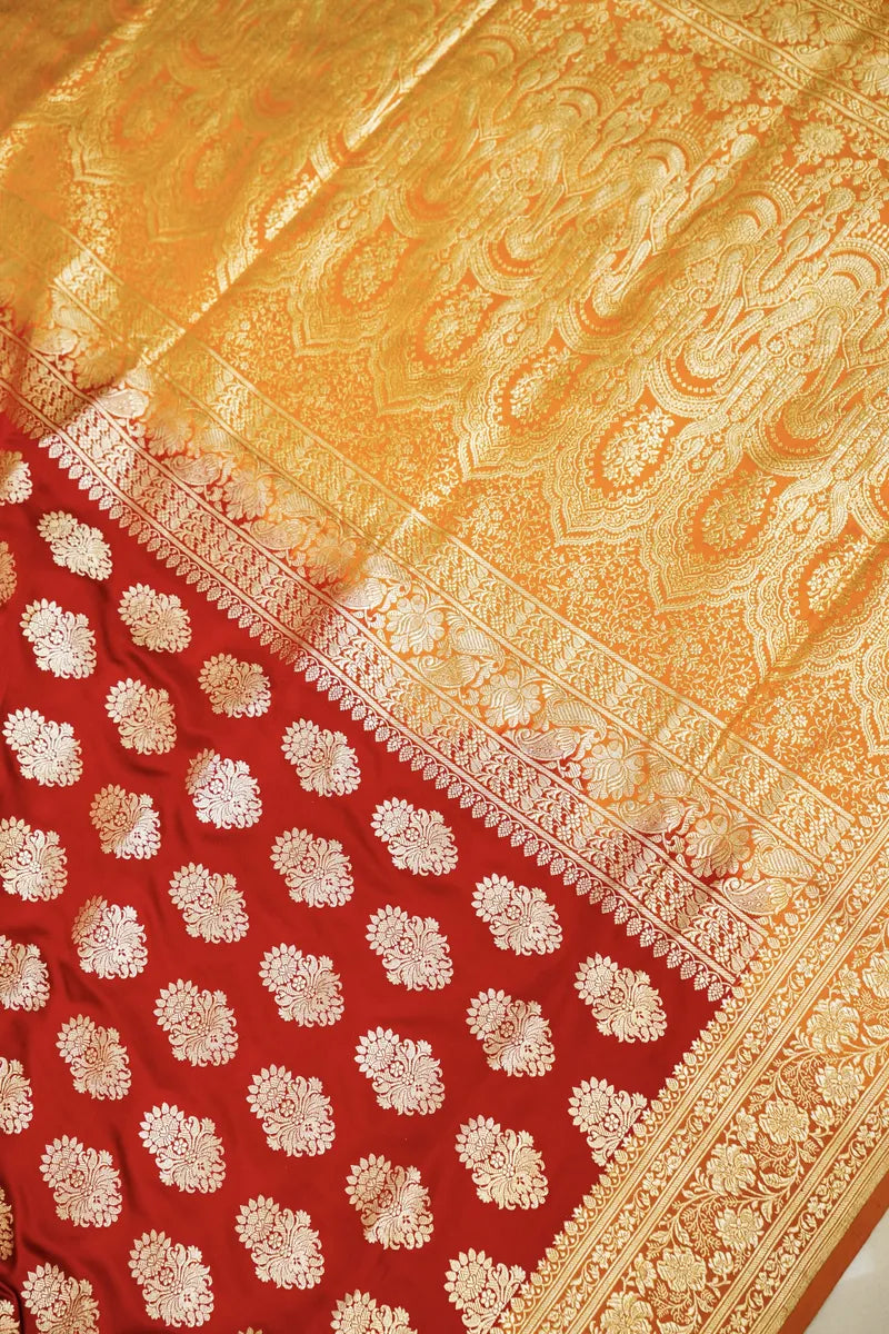 PURE BANARASI MAROON COLOR DOUBLE KATAN SILK SAREE